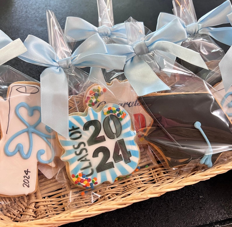 Graduation Shaped Cookie Assortment Set of 6 Crunchy Shortbread Cookies Individually Wrapped by BakersDozenToGo image 3