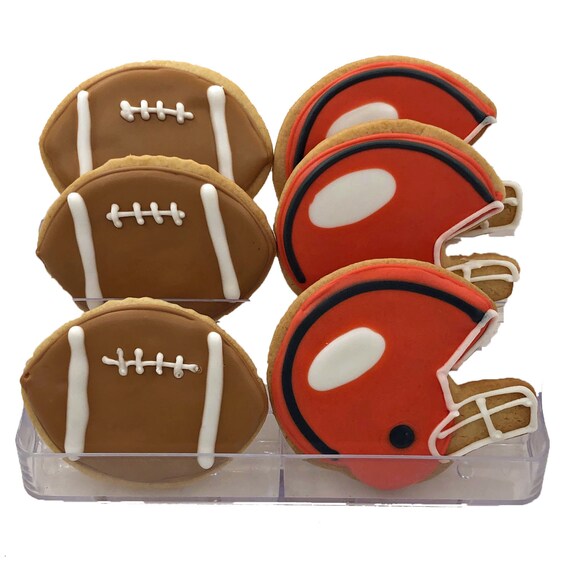 Football Helmet and Ball Set of 6 Crunchy Shortbread Cookies | Etsy