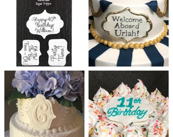 Edible Plaque Customizable Cake Decoration- 3 pcs Edible Icing Handmade BakersDozenToGo