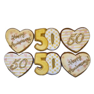 Anniversary Years Cookies- Set of 6 Crunchy Shortbread Cookies Individually Wrapped by BakersDozenToGo