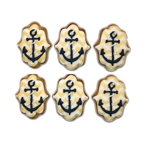Anchor Nautical Cookies- Set of 6 Crunchy Shortbread Cookies Individually Wrapped by BakersDozenToGo