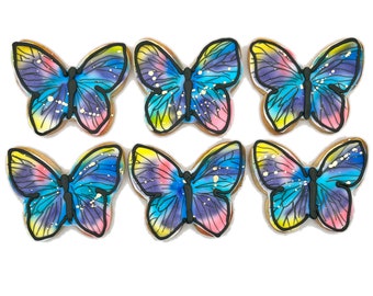 Butterfly Cookies- Set of 6 Crunchy Shortbread Cookies Individually Wrapped by BakersDozenToGo