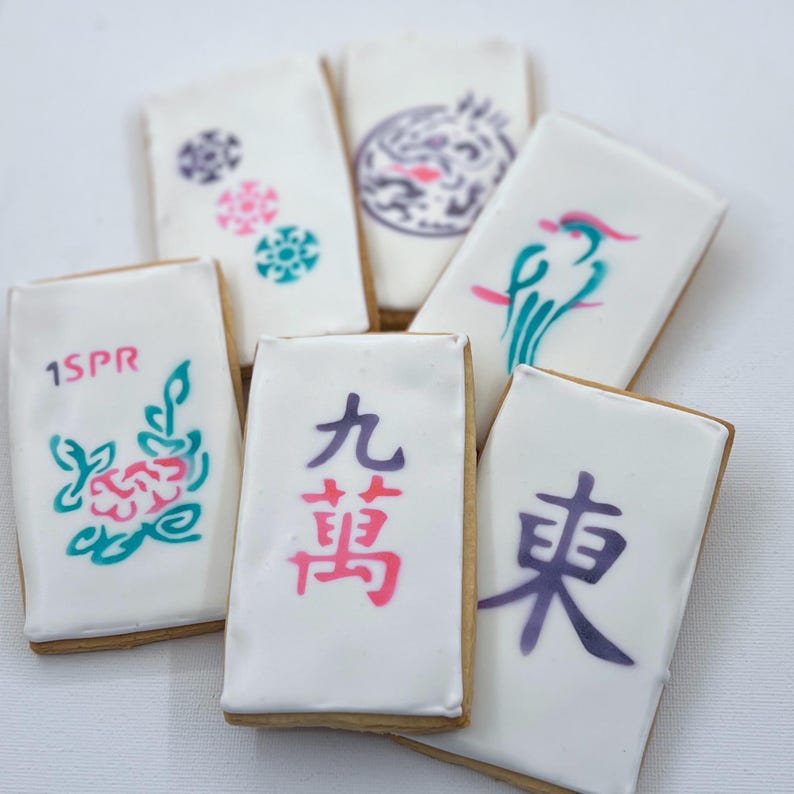 Mahjong Tile Cookies- Set of 6 Crunchy Shortbread Cookies Individually Wrapped by BakersDozenToGo image 4