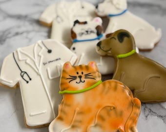 Veterinarian Cookies- Set of 6 Crunchy Shortbread Cookies Individually Wrapped by BakersDozenToGo