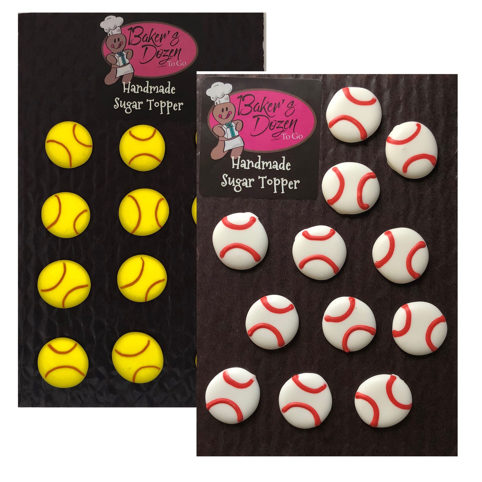 Mini Baseball Softball 12 pcs Edible Royal Icing Cake Topper Etsy
