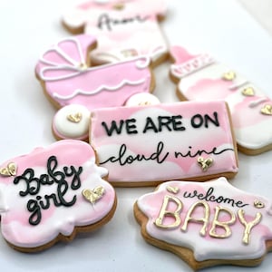 Baby Cloud 9 Cookies- Set of 6 Crunchy Shortbread Cookies Individually Wrapped by BakersDozenToGo