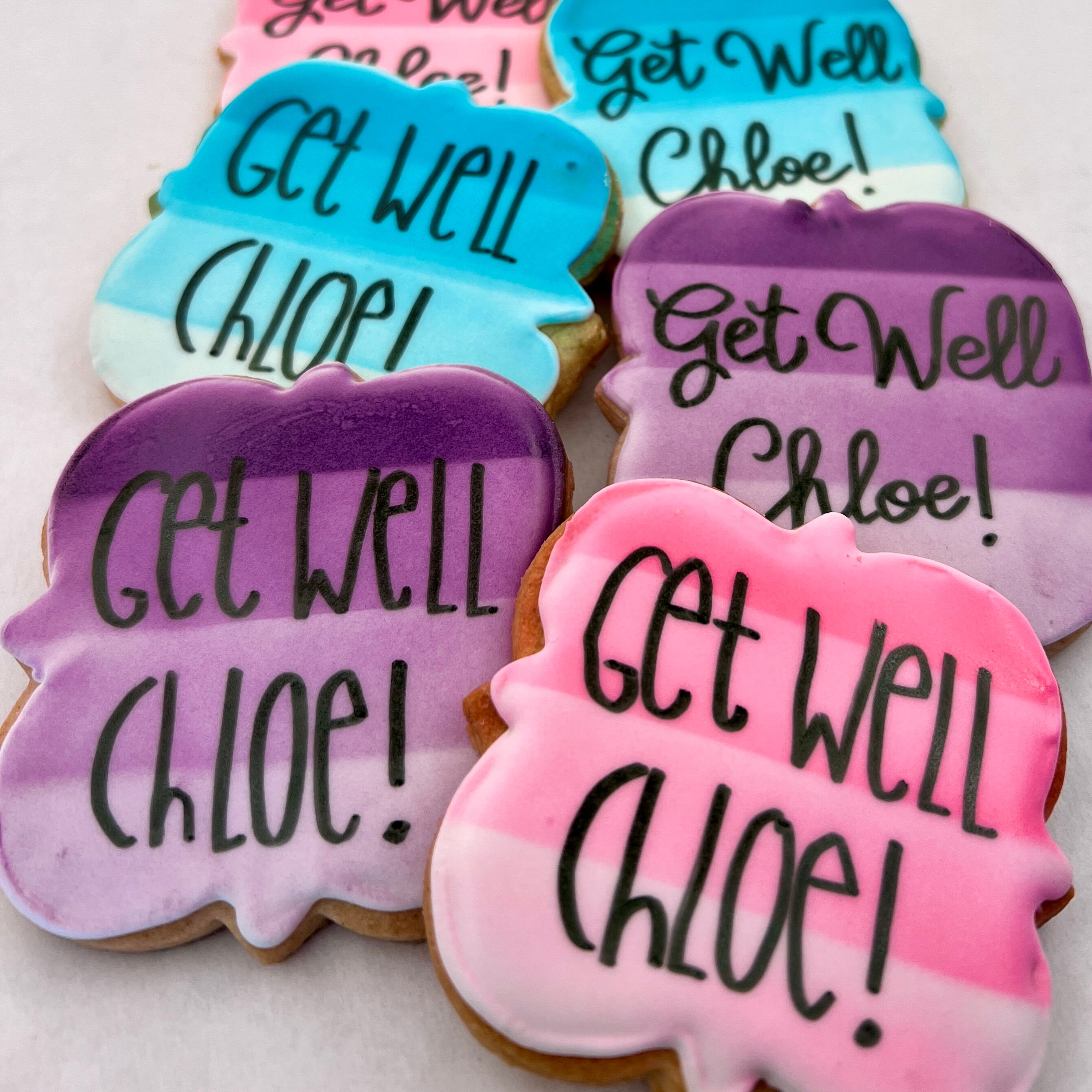 Custom Message Ombre Cookies- Set of 6 Crunchy Shortbread Cookies ...