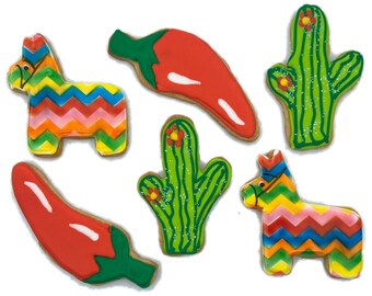 Fiesta Mix Cookies- Set of 6 Crunchy Shortbread Cookies Individually Wrapped by BakersDozenToGo