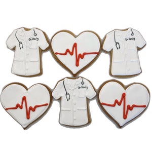 Medical Nurse Doctor Theme Cookies- Set of 6 Crunchy Shortbread Cookies Individually Wrapped by BakersDozenToGo