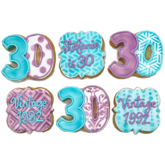 Vintage Birthday Cookies Set of 6 Crunchy Shortbread Cookies Etsy