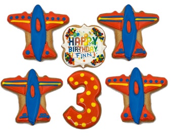 Airplane Cookies- Set of 6 Crunchy Shortbread Cookies Individually Wrapped by BakersDozenToGo