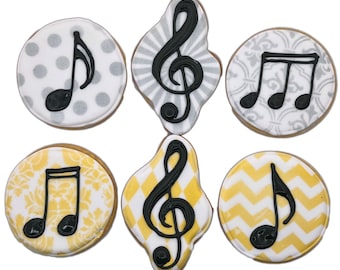 Music Note Cookies- Set of 6 Crunchy Shortbread Cookies Individually Wrapped by BakersDozenToGo