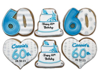 Birthday Cake Age Cookies- Set of 6 Crunchy Shortbread Cookies Individually Wrapped by BakersDozenToGo