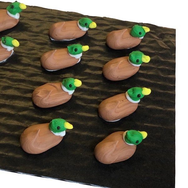 Mini Mallard Duck Decoys- 12 pcs Edible Royal Icing Cake Topper Cupcake Decoration Handmade Gourmet by BakersDozenToGo