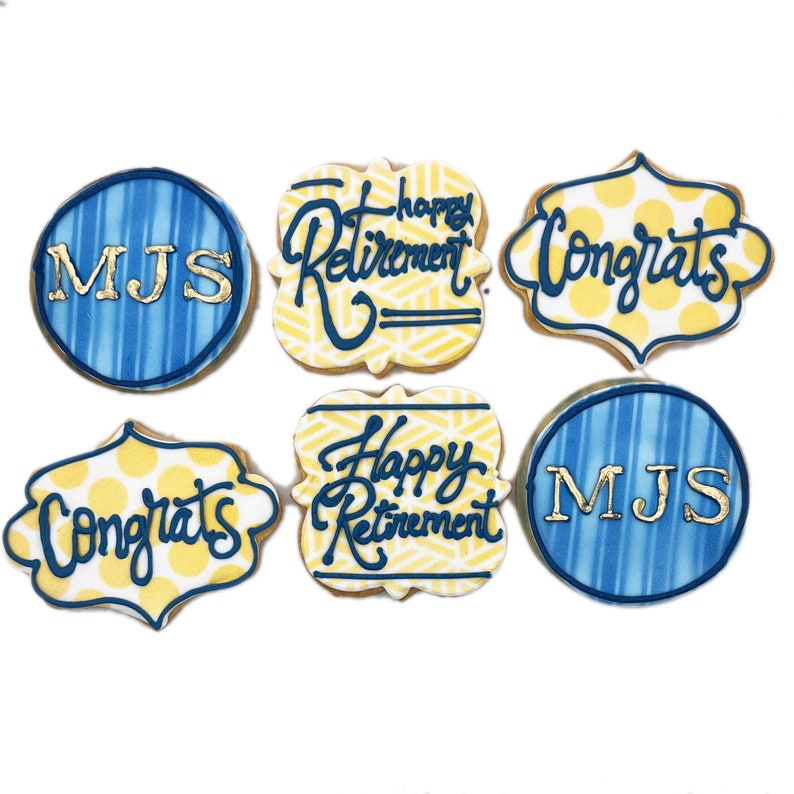 Congratulations Retirement Set of 6 Crunchy Shortbread Cookies Individually Wrapped by BakersDozenToGo image 1