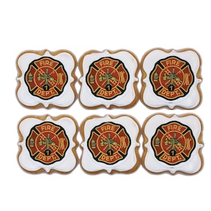 Fireman  Fire Department Cookies- Set of 6 Crunchy Shortbread Cookies Individually Wrapped by BakersDozenToGo
