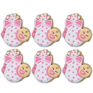 Baby in a Blanket- Set of 6 Crunchy Shortbread Cookies Individually Wrapped by BakersDozenToGo