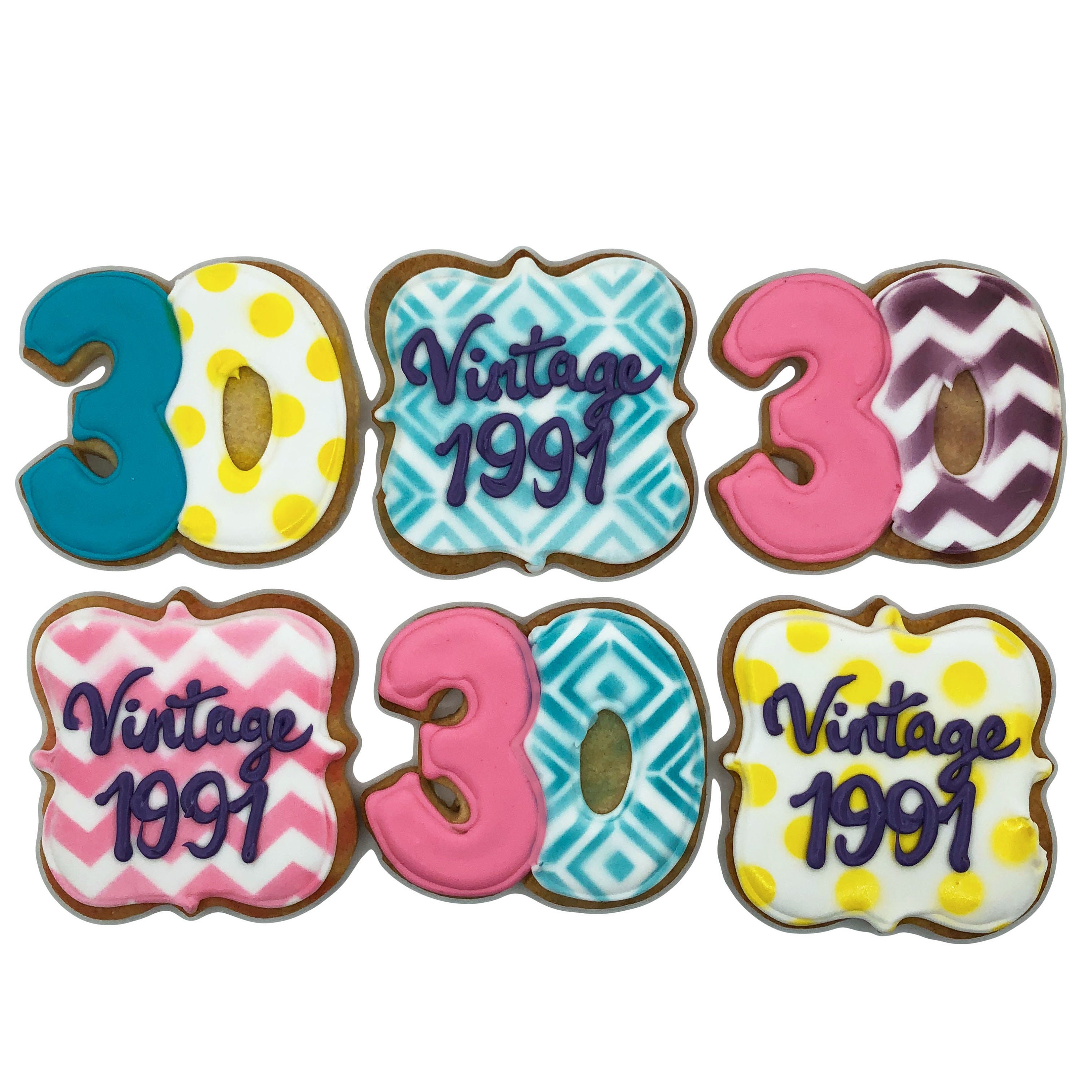 Vintage Birthday Cookies Set of 6 Crunchy Shortbread Cookies Etsy