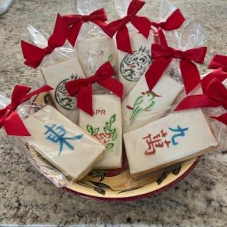 Mahjong Tile Cookies- Set of 6 Crunchy Shortbread Cookies Individually Wrapped by BakersDozenToGo image 7