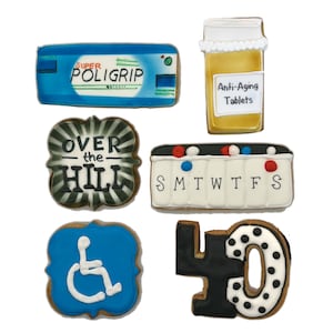 Old Age Assortment Cookies- Set of 6 Crunchy Shortbread Cookies Individually Wrapped by BakersDozenToGo