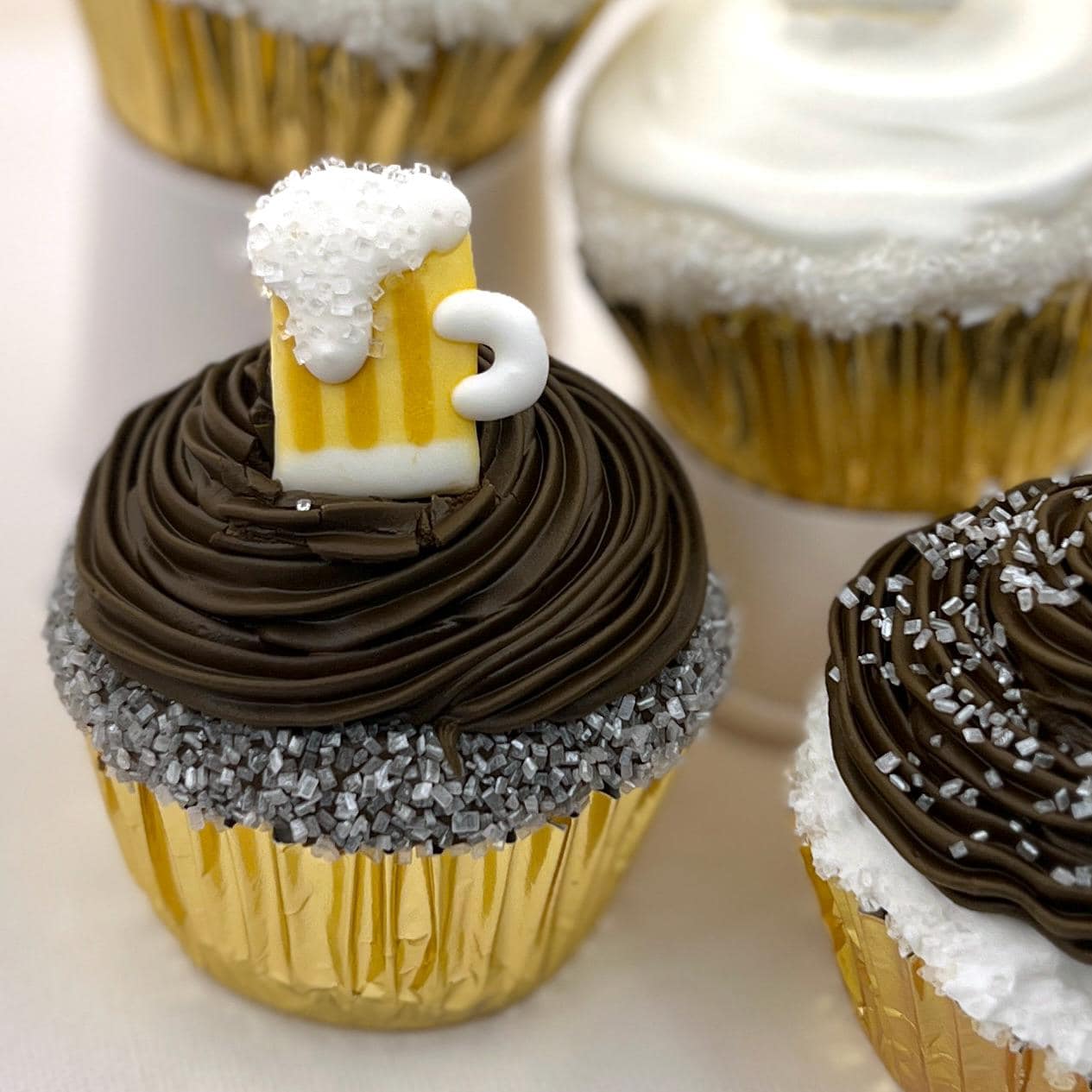 Edible Beer Mugs- 12 pcs Icing Cupcake Topper Decoration Handmade by Bakersdozentogo