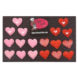 Valentine Sugar Sprinkled Hearts- 18 pcs Edible Icing Cake Cupcake Decoration Topper Kit by BakersDozenToGo