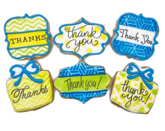 Thank You Assorted Cookies- Set of 6 Crunchy Shortbread Cookies Individually Wrapped by BakersDozenToGo