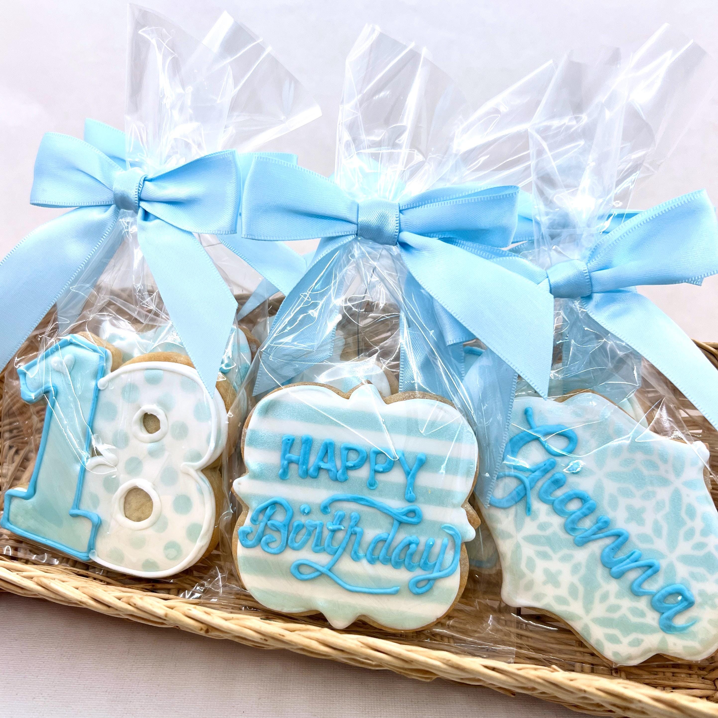 Custom Happy Birthday Age Cookies- Set of 6 Crunchy Shortbread Cookies ...