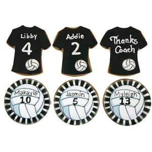 Custom Sport Jersey and Ball Cookies- Set of 6 Crunchy Shortbread Cookies Individually Wrapped by BakersDozenToGo