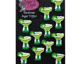 Fiesta Margarita- 12 pcs Edible Royal Icing Cake Topper Cupcake Decoration Handmade Gourmet by BakersDozenToGo