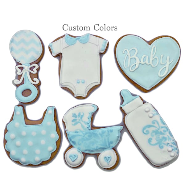 Baby Cookies Assortment- Set of 6 Crunchy Shortbread Cookies Individually Wrapped by BakersDozenToGo