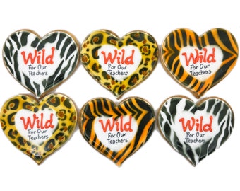 Wild for Teacher Cookies- Set of 6 Crunchy Shortbread Cookies Individually Wrapped by BakersDozenToGo