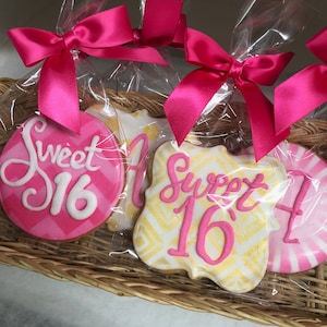 Sweet Sixteen Cookies- Set of 6 Crunchy Shortbread Cookies Individually Wrapped by BakersDozenToGo