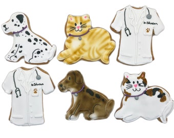 Veterinarian Cookies- Set of 6 Crunchy Shortbread Cookies Individually Wrapped by BakersDozenToGo