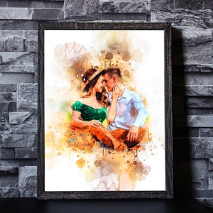 Custom Watercolour Couples Portrait, Personalised Couples Portrait, Watercolour Art Print, Painting From Photo, Romantic Gift