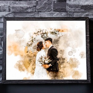 Personalised Wedding Watercolour Portrait, Anniversary Gift