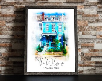 Personalised Watercolour House Portrait, Custom Home Painting, New Home Gift