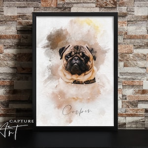 Personalised Pet Painting, Custom Watercolour Pet Portrait, Pet Memorial Gift, Birthday Gift, Dog Lovers Gift, Pet Art Print image 1