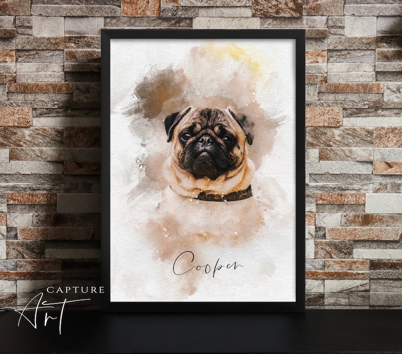 Personalised Pet Painting, Custom Watercolour Pet Portrait, Pet Memorial Gift, Birthday Gift, Dog Lovers Gift, Pet Art Print image 1