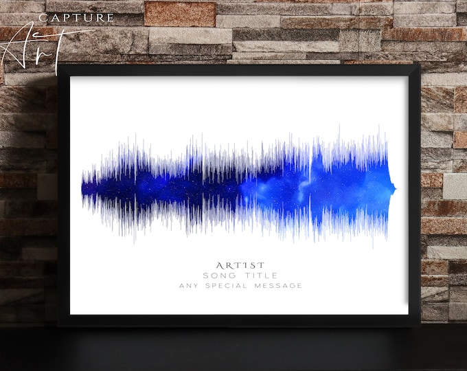 Custom Space Background Soundwave, Sound Wave Photo Song Print, Birthday Gift, Custom Christmas Gift, Custom Soundwave Art Print