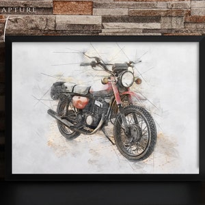Custom Car Portrait, Gift For Car Lovers, Watercolor Motorbike Sketch Illustration, Custom Watercolor Car Sketch, Custom Christmas Gift