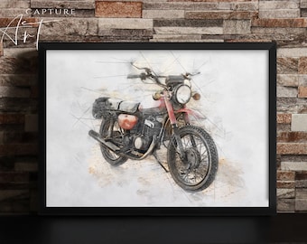 Custom Watercolour Car Portrait, Motorbike Sketch