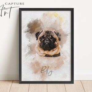 Personalised Pet Painting, Custom Watercolour Pet Portrait, Pet Memorial Gift, Birthday Gift, Dog Lovers Gift, Pet Art Print image 3