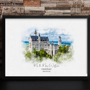 Custom Wedding Venue Painting, Personalised Watercolour Venue Drawing, Bespoke Portrait, Anniversary Gift, Wedding Gift, Digital Portrait