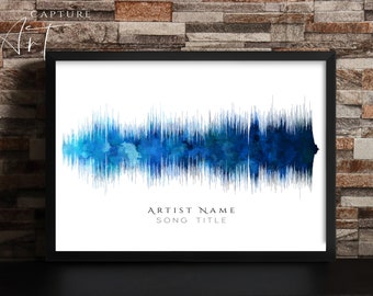 Custom Watercolour Soundwave, Personalised Sound Wave Song Print