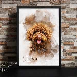 Custom Watercolour Pet Portrait | Personalised Dog Gift | Art From Photo