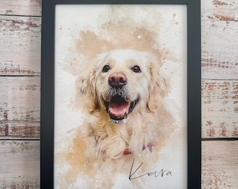 Personalised Dog Portrait, Custom Watercolour Pet Painting