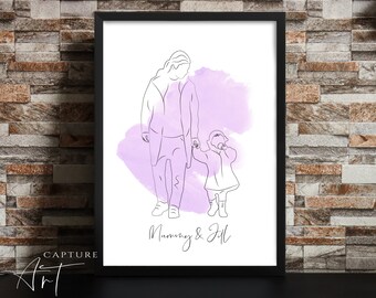 Custom Family Line Art Portrait, Minimalist Illustration
