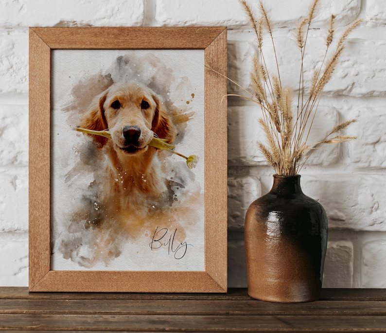 Personalised Pet Painting, Custom Watercolour Pet Portrait, Pet Memorial Gift, Birthday Gift, Dog Lovers Gift, Pet Art Print image 6