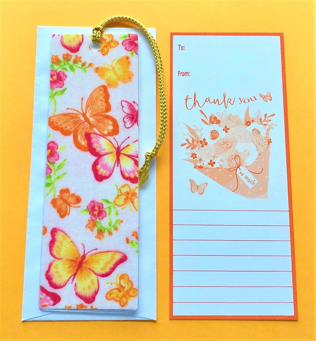 Bookmarker Bookmarker/laminated/handmade/fabric/greeting Cardmark/butterfly Design ...